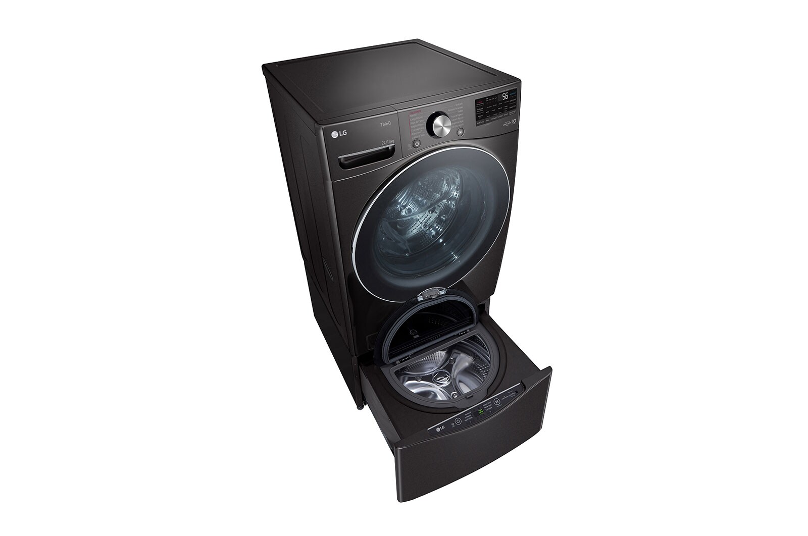 LG TWINWash™ Lavadora Capacidad Total 25,5kg/56lbs, ThinQ, AI DD™ (Inteligencia Artificial) , Black Steel “Negro Acabado Tipo Acero Inox” , TWO22BV2SR