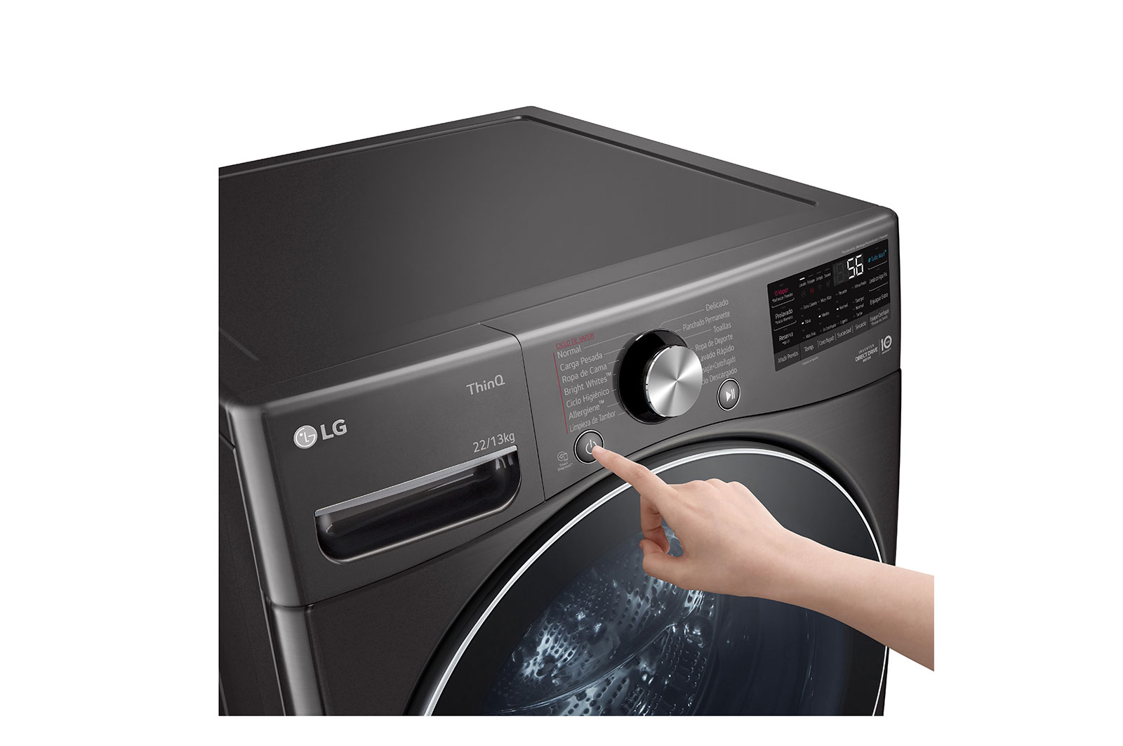 LG TWINWash™ Lavadora Capacidad Total 25,5kg/56lbs, ThinQ, AI DD™ (Inteligencia Artificial) , Black Steel “Negro Acabado Tipo Acero Inox” , TWO22BV2SR