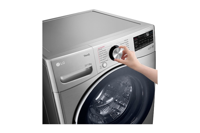 LG Set TWINWash™ Lavadora Capacidad Total 25,5kg/56lbs, ThinQ, AI DD™ (Inteligencia Artificial), VCM Tipo Acero Inox, TWO22VV2SR