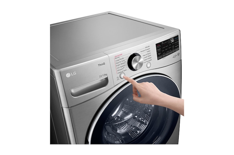 LG Set TWINWash™ Lavadora Capacidad Total 25,5kg/56lbs, ThinQ, AI DD™ (Inteligencia Artificial), VCM Tipo Acero Inox, TWO22VV2SR