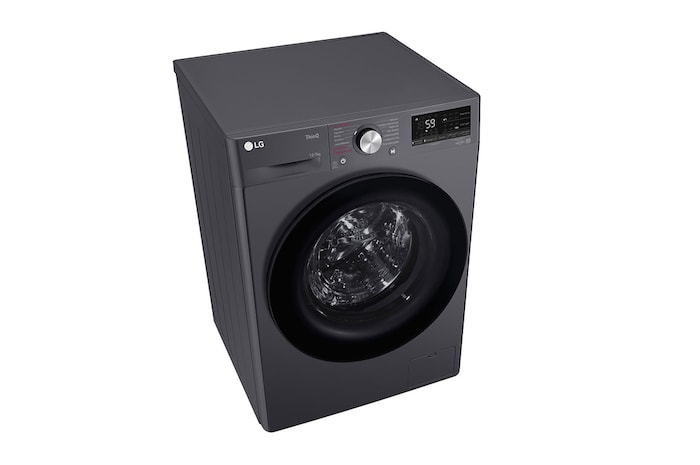 Lavadora LG wd12mvc5s6, vista lateral izquierda en perspectiva.