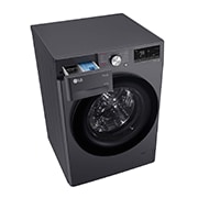 Lavadora LG wd12mvc5s6, vista izquierda en ángulo.