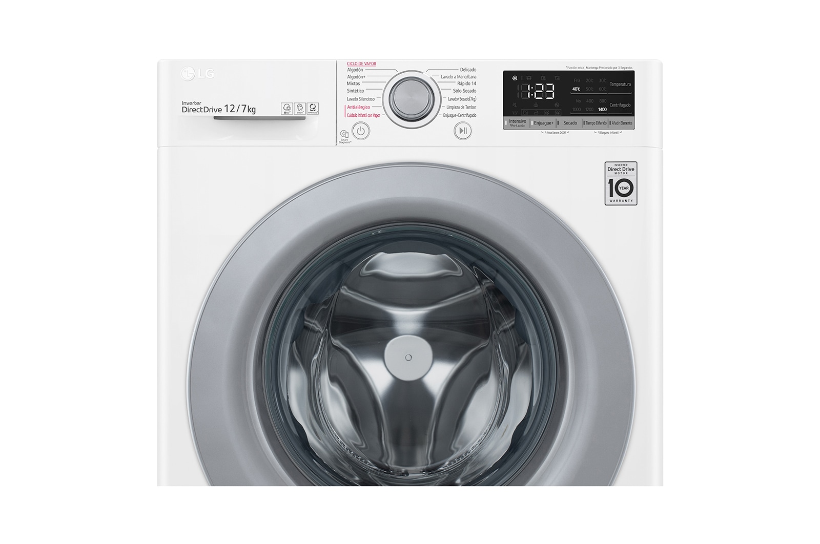 LG Lava-Secadora Carga Frontal (12kg/26lbs) con Tecnología AI DD™ & TurboWash™  Color Silver, WD12WVC5S6