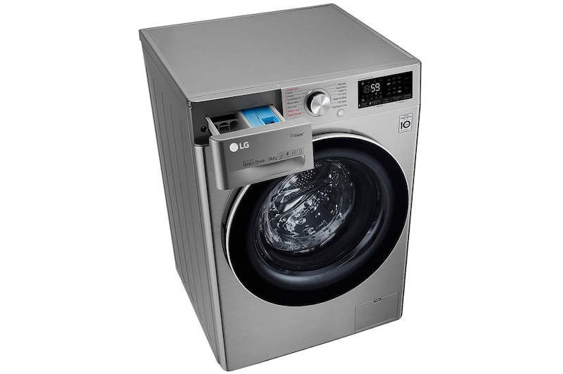 Lava-secadora LG vista frontal izquierda tanque abierto WD14VVC4S6