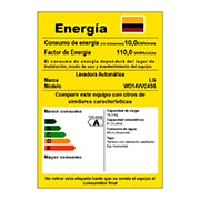 Lava-secadora LG con etiqueta de consumo energético.