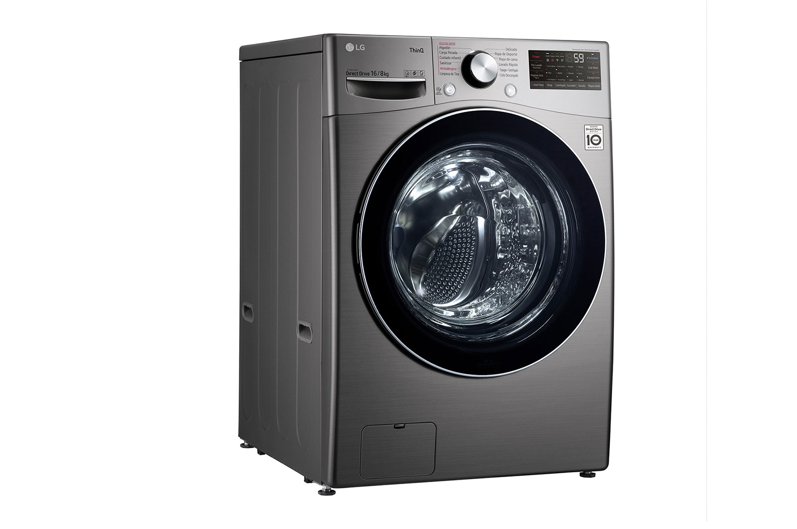 Lavadora LG WD16EG2S6 vista lateral derecha.