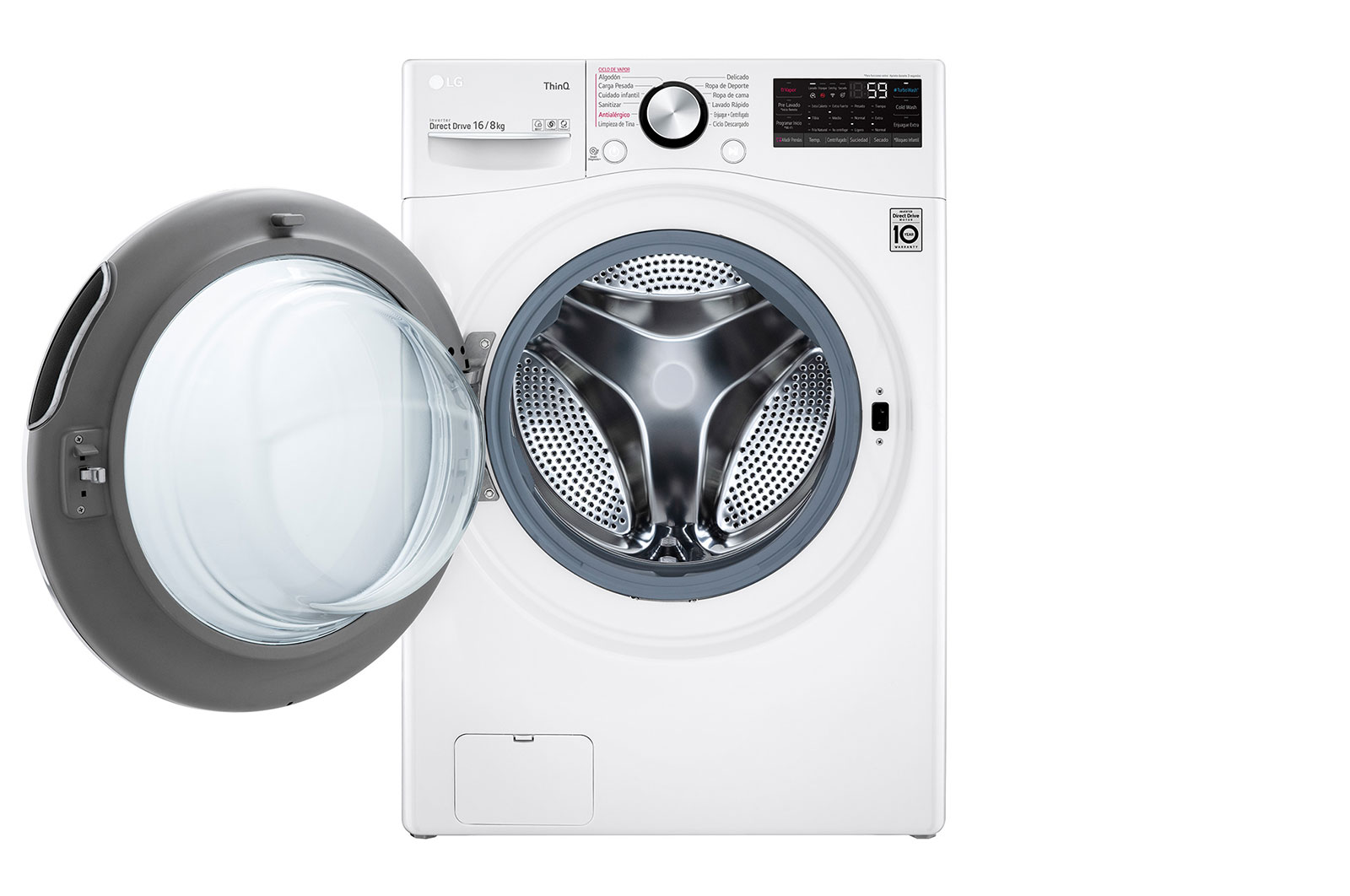 Lavadora carga frontal LG wd16wg2s6, puera abierta