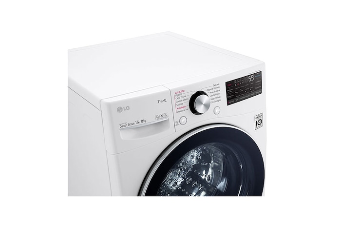 Lavadora LG vista frontal derecha panel de control