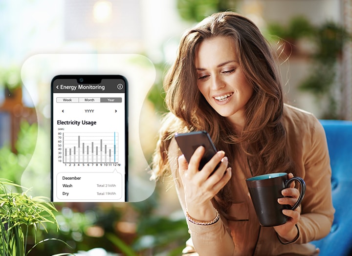 Se muestra la tecnología SmartThinQ y la conectividad inteligente con tu WIFI.