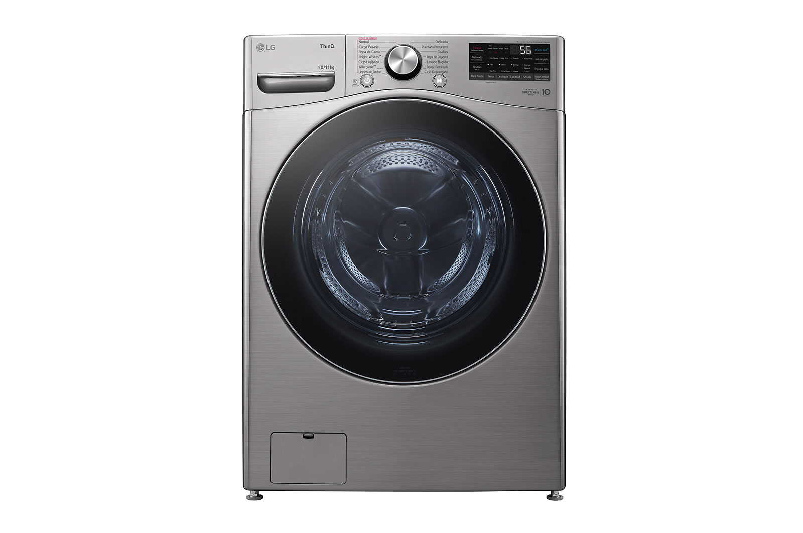 Lavadora LG 2 en 1 WD20VV2S6R, vista frontal