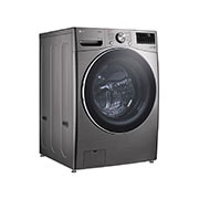 "Lavadora LG WD20VV2S6R, vista frontal derecha.