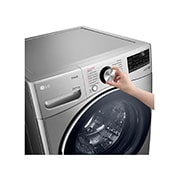 "Panel de control de lavadora LG WD20VV2S6R con botón presionado.