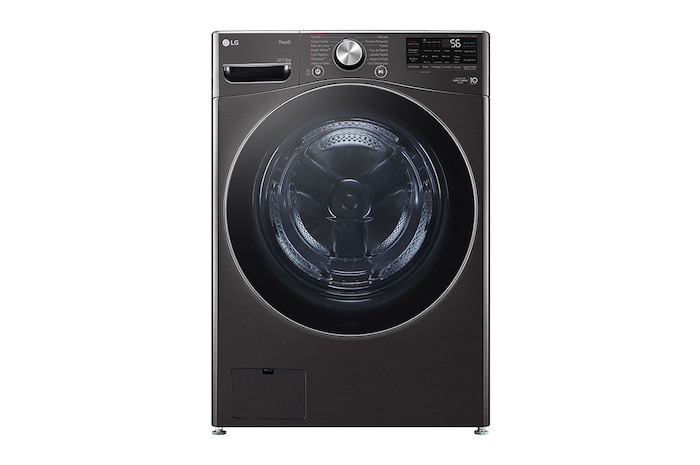 Vista frontal de Lavadora carga Frontal 2en 1-22 Kg/48 lbs-AIDD-Negro acero-WD22BV2S6BR