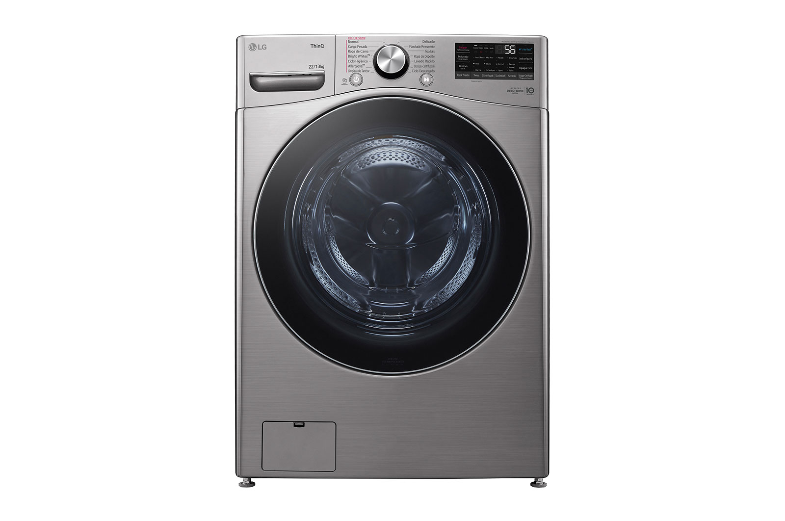 LG Lava-Secadora Carga Frontal Victor 2R, AI DD™ (Inteligencia Artificial) ThinQ, Tipo Acero Inox (22kg/48lbs), WD22VV2S6BR