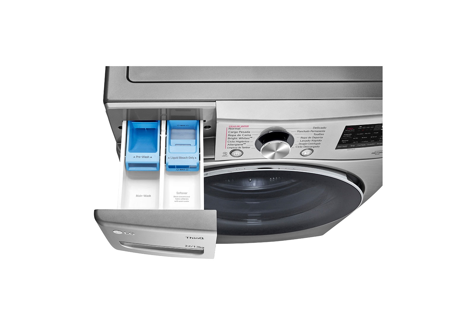 LG Lavadora carga Frontal 2 en 1 - 22 Kg/48 lbs - AIDD - WD22VV2S6BR, WD22VV2S6BR