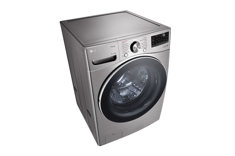 Lavadora LG WD22VV2S6BR vista izquierda completa.