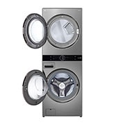 LG WashTower Lavadora (22kg/48lbs) & Secadora (22kg/48lbs) , ThinQ,con Inteligencia Artificial AI DD, Control Central, Color Silver tipo Acero Inox, WK22VS6P