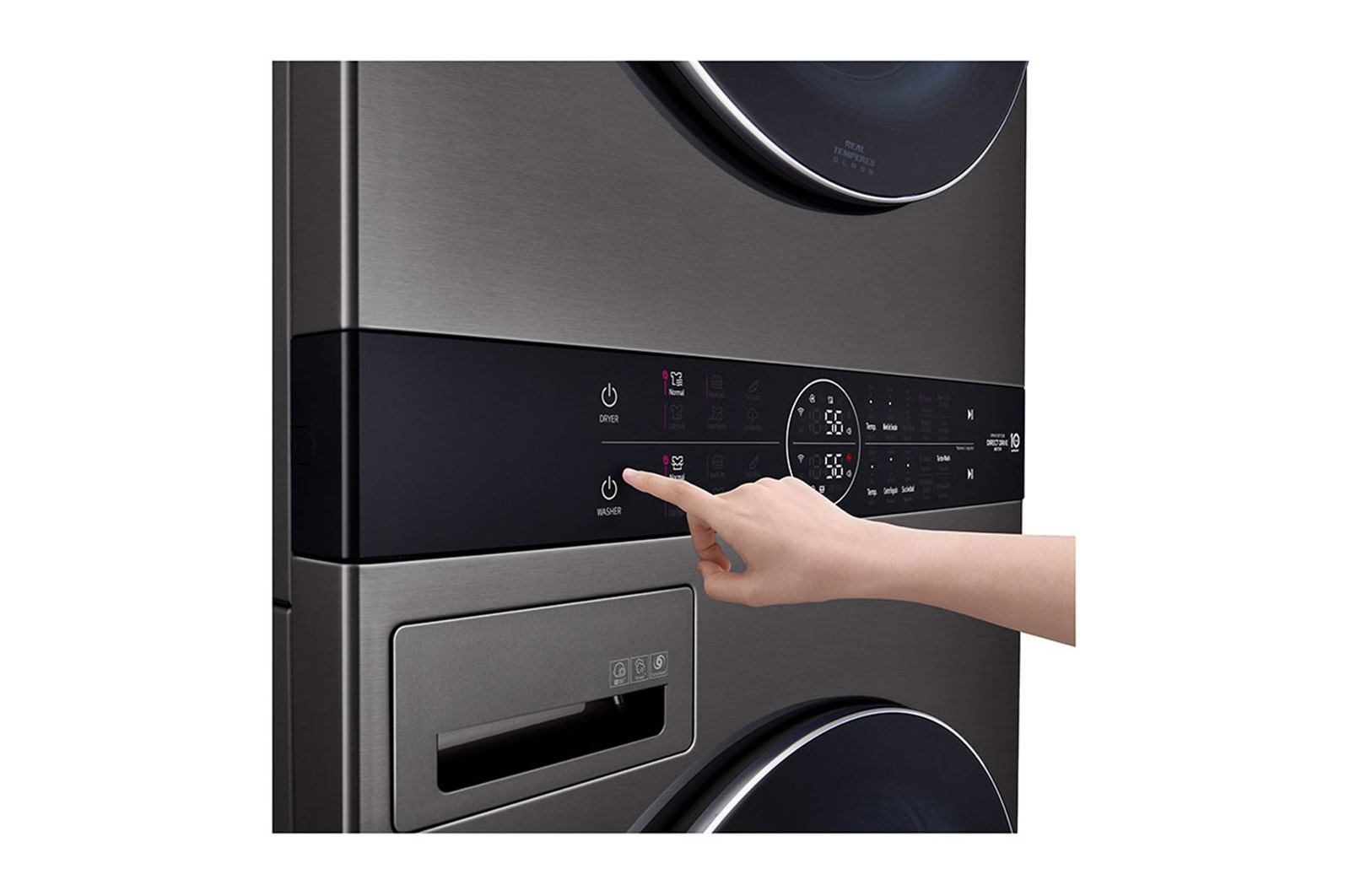 LG WashTower - Lavadora 25Kg & secado 22Kg - AI - color Negro, WK25BS6