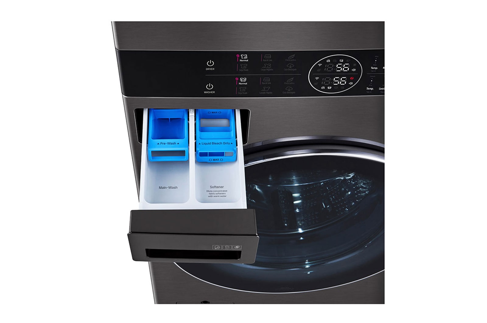 LG WashTower - Lavadora 25Kg & secado 22Kg - AI - color Negro, WK25BS6