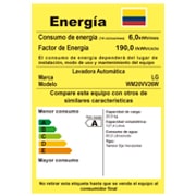 Lavadora LG wm20vv26w, tarjeta de consumo energético.