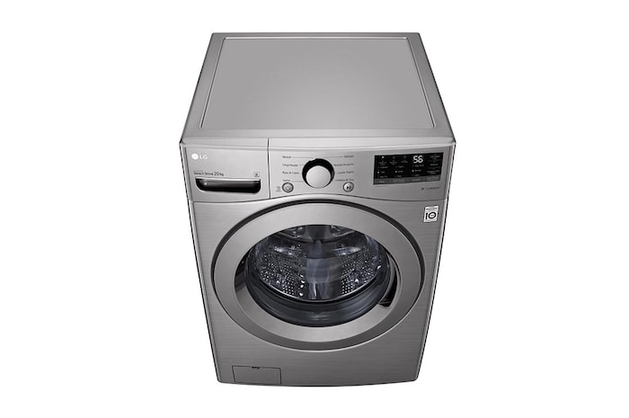 Lavadora LG wm20vv26w, vista frontal desde arriba.