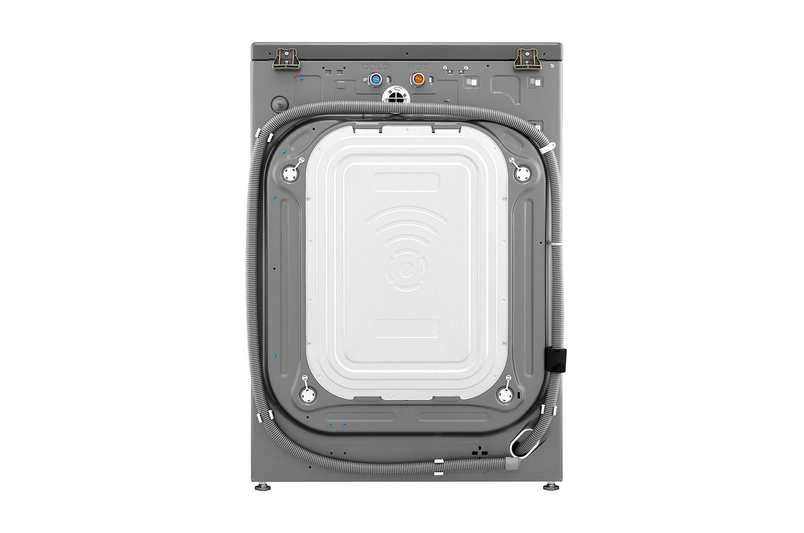 Lavadora LG wm20vv26w, vista trasera.