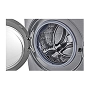 Lavadora LG wm20vv26w, acercamiento tanque puerta abierta.