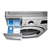 Lavadora LG wm20vv26w, vista contenedor de jabón desde arriba.