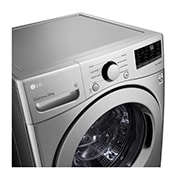 Lavadora LG wm20vv26w, vista izquierda desde arriba.