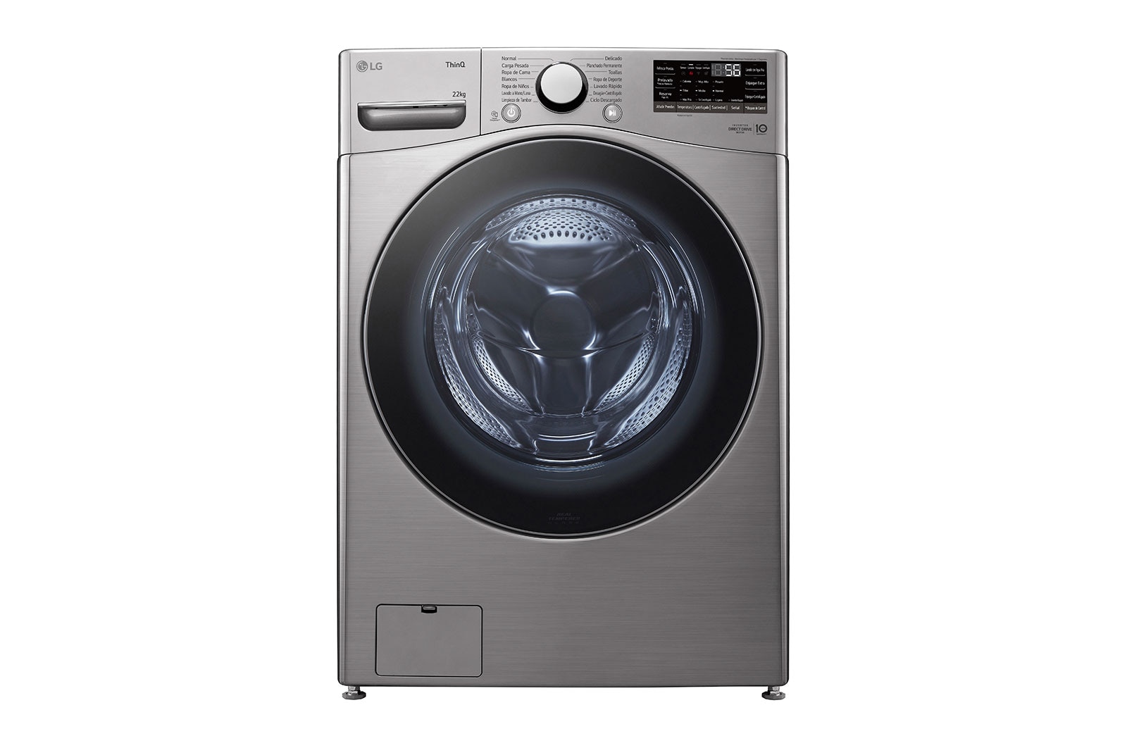 LG Lavadora Carga Frontal, 48lbs/22kg, ThinQ, 6MotionDD, Color VCM Tipo Acero Inox, WM22VV26R