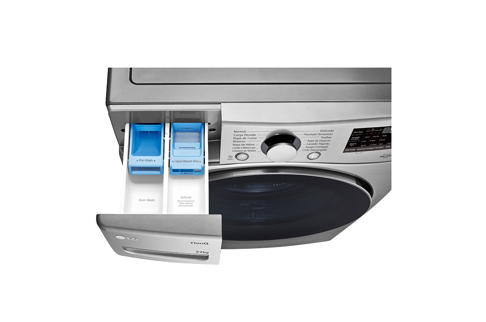 LG Lavadora Carga Frontal - 22kg/48lbs - 6 Motion - Color plata-WM22VV26R, WM22VV26R