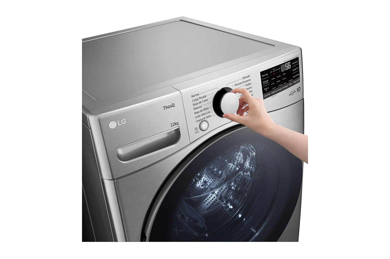 LG Lavadora Carga Frontal - 22kg/48lbs - 6 Motion - Color plata-WM22VV26R, WM22VV26R