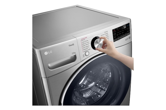 LG Lavadora LG Carga Frontal 22Kg Plata AIDD™ TurboWash™ Steam™, WM22VV2S6BR
