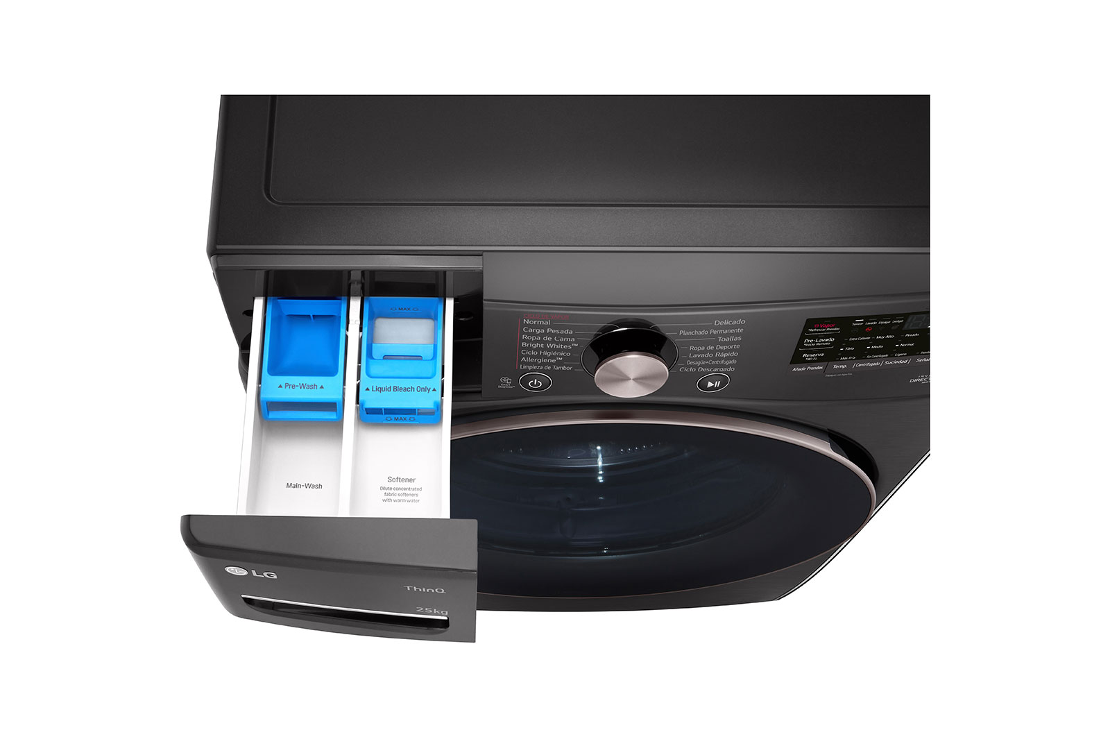 LG Lavadora Carga Frontal - 25kg/55lbs - AIDD - Negro - WM25BV2S6BR, WM25BV2S6BR