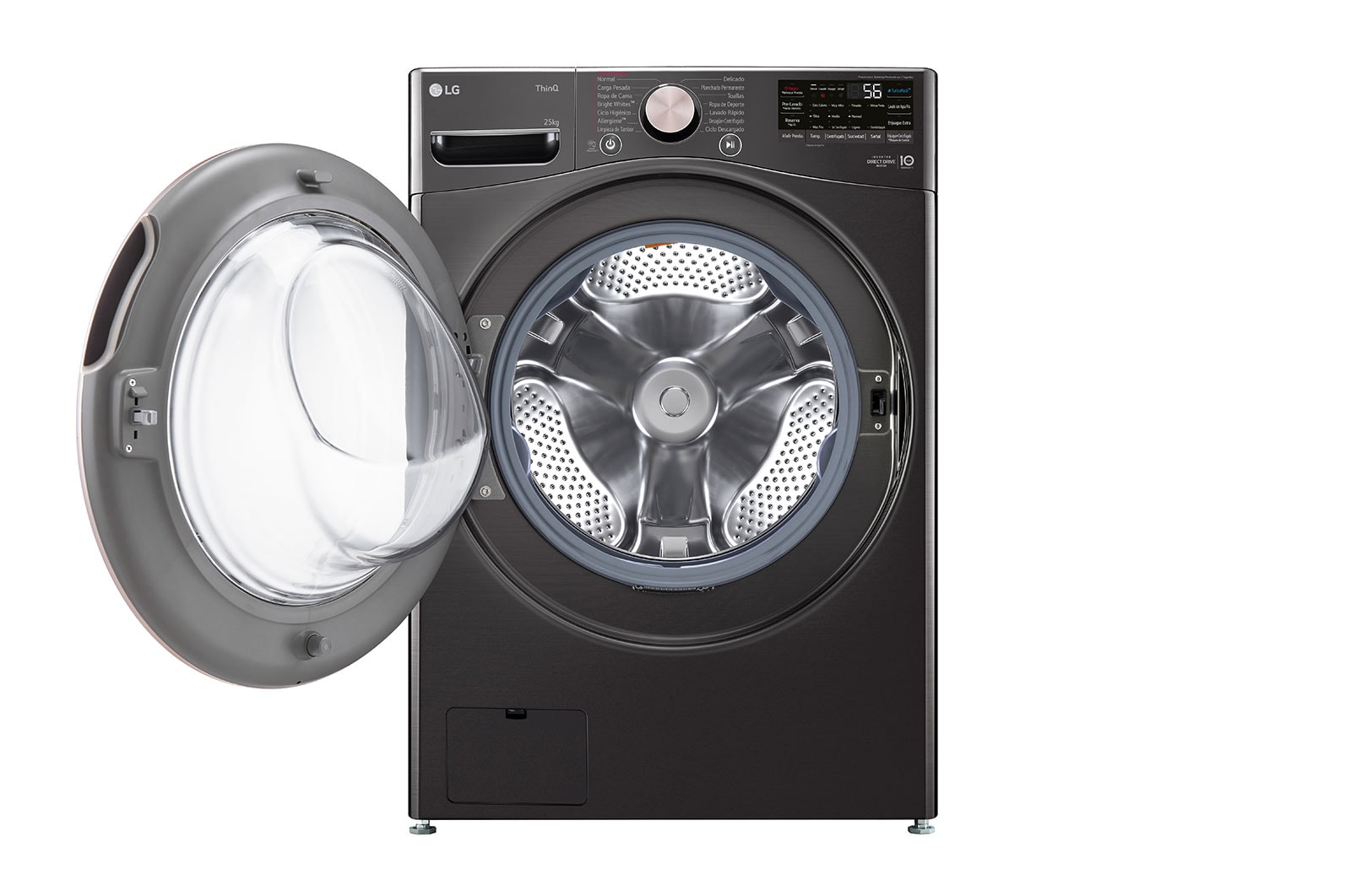 LG Lavadora Carga Frontal - 25kg/55lbs - AIDD - Negro - WM25BV2S6BR, WM25BV2S6BR