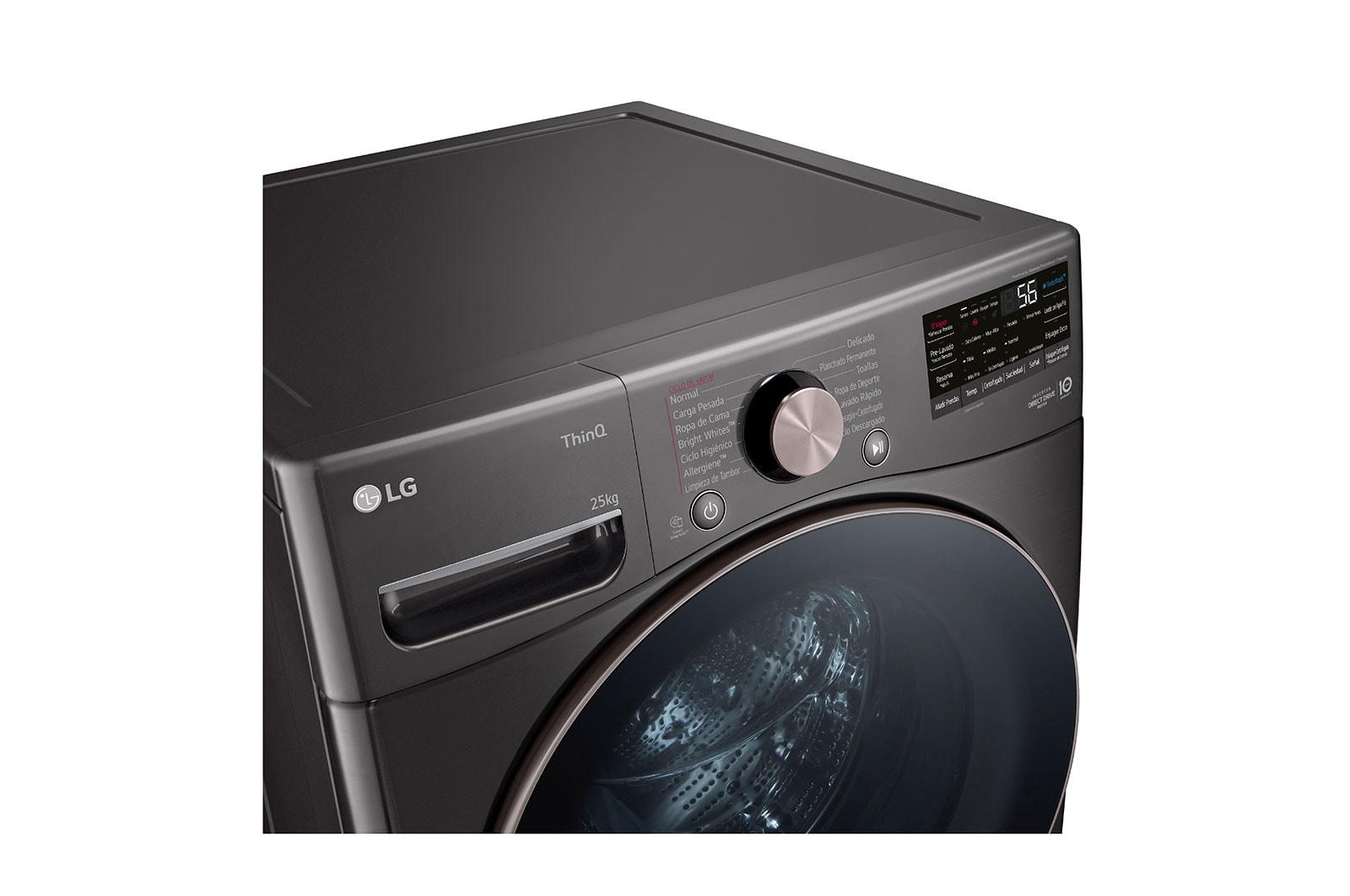 LG Lavadora Carga Frontal - 25kg/55lbs - AIDD - Negro - WM25BV2S6BR, WM25BV2S6BR
