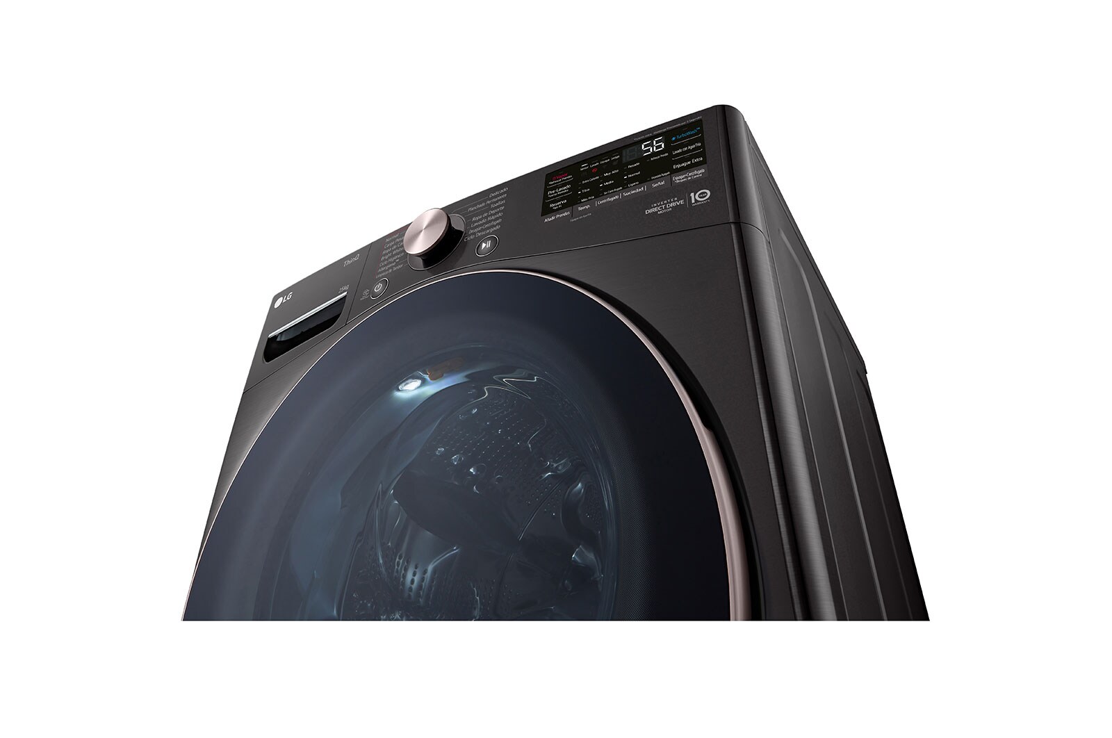 LG Lavadora Carga Frontal - 25kg/55lbs - AIDD - Negro - WM25BV2S6BR, WM25BV2S6BR