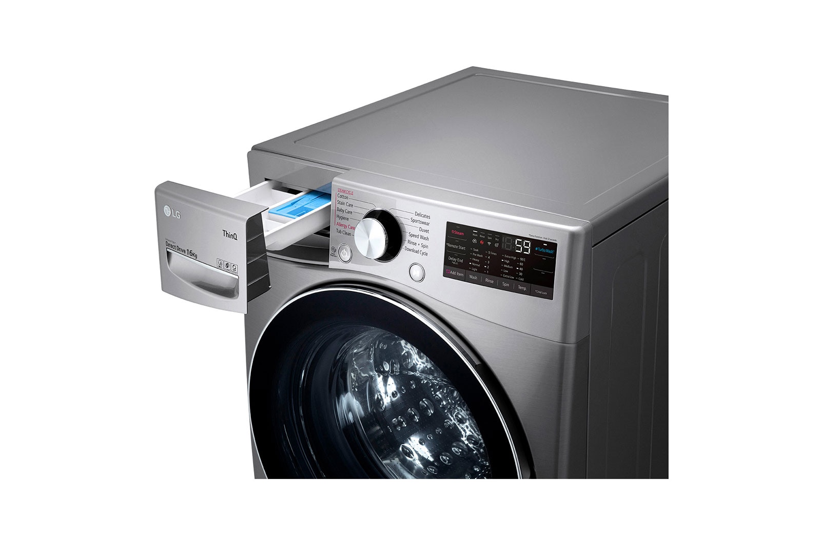 LG Lavadora Carga Frontal (16kg/35lbs) con Tecnología AI DD™ & TurboWash™ Color Silver, WO16EG2S6