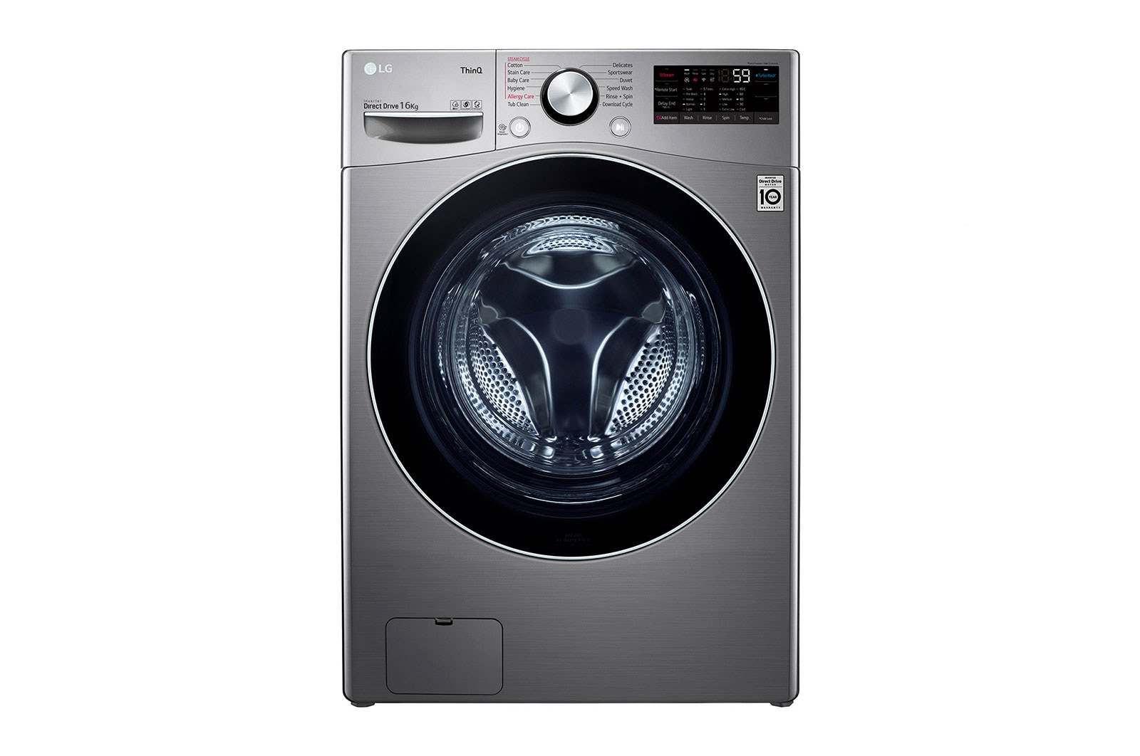 Vista frontal de Lavadora Carga Frontal (16kg/35lbs) con Tecnología AI DD™ &amp; TurboWash™ Color Silver WO16EG2S6
