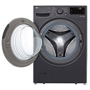 Lavadora LG wo16mg2s6p, puerta abierta vista frontal.
