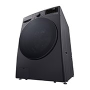 Lavadora LG wo16mg2s6p, vista frontal izquierda desde abajo.