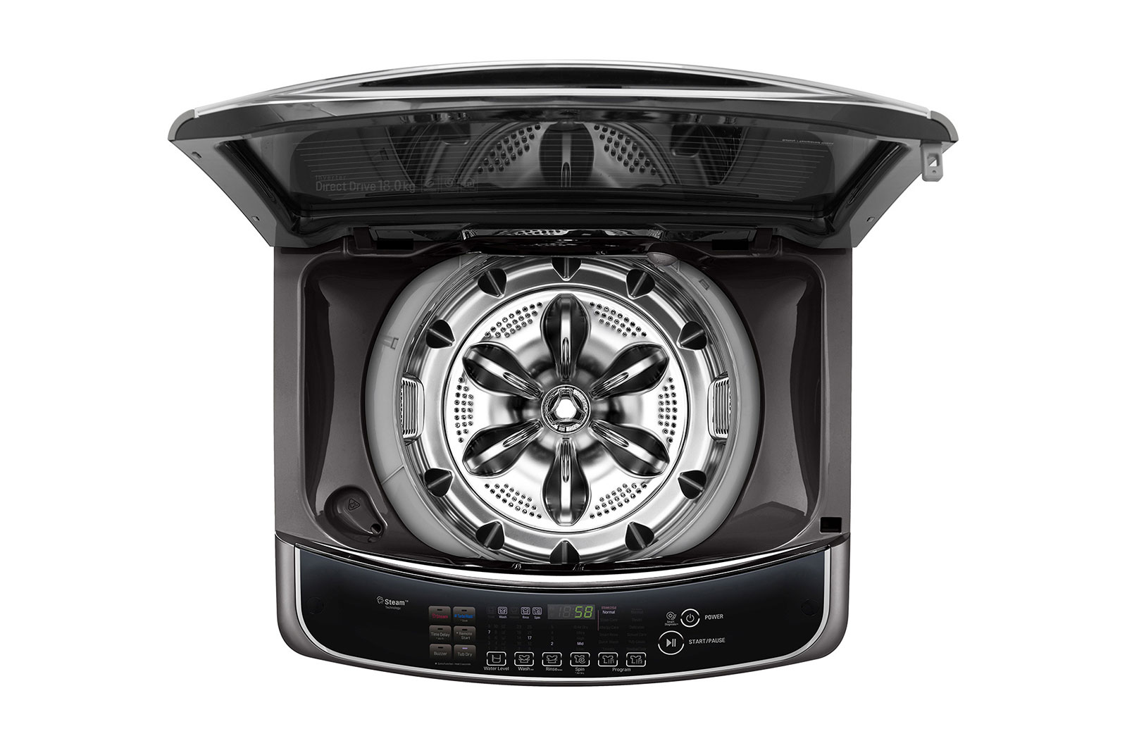 LG Lavadora Sapience HEDD 17kg Carga Superior, ThinQ, Color Negro “ Black Steel”, Tecnologia TurboWash 3D, WT17BSS6H1