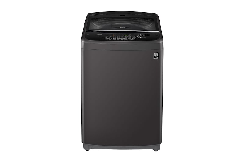 Vista frontal de Lavadora LG Motor Smart Inverter, Smart Motion+Turbo Drum®, Pre-lavado+Normal, Carga Superior, 40lbs/18kg, color Negro WT18BSB