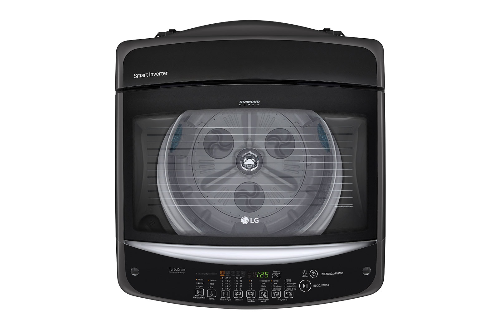 LG Lavadora LG Motor Smart Inverter, Smart Motion+Turbo Drum®, Pre-lavado+Normal, Carga Superior, 40lbs/18kg, color Negro, WT18BSB