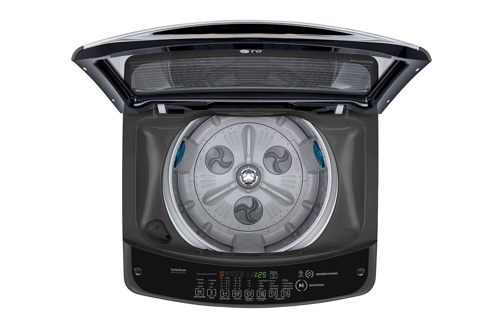 LG Lavadora LG Motor Smart Inverter, Smart Motion+Turbo Drum®, Pre-lavado+Normal, Carga Superior, 40lbs/18kg, color Negro, WT18BSB