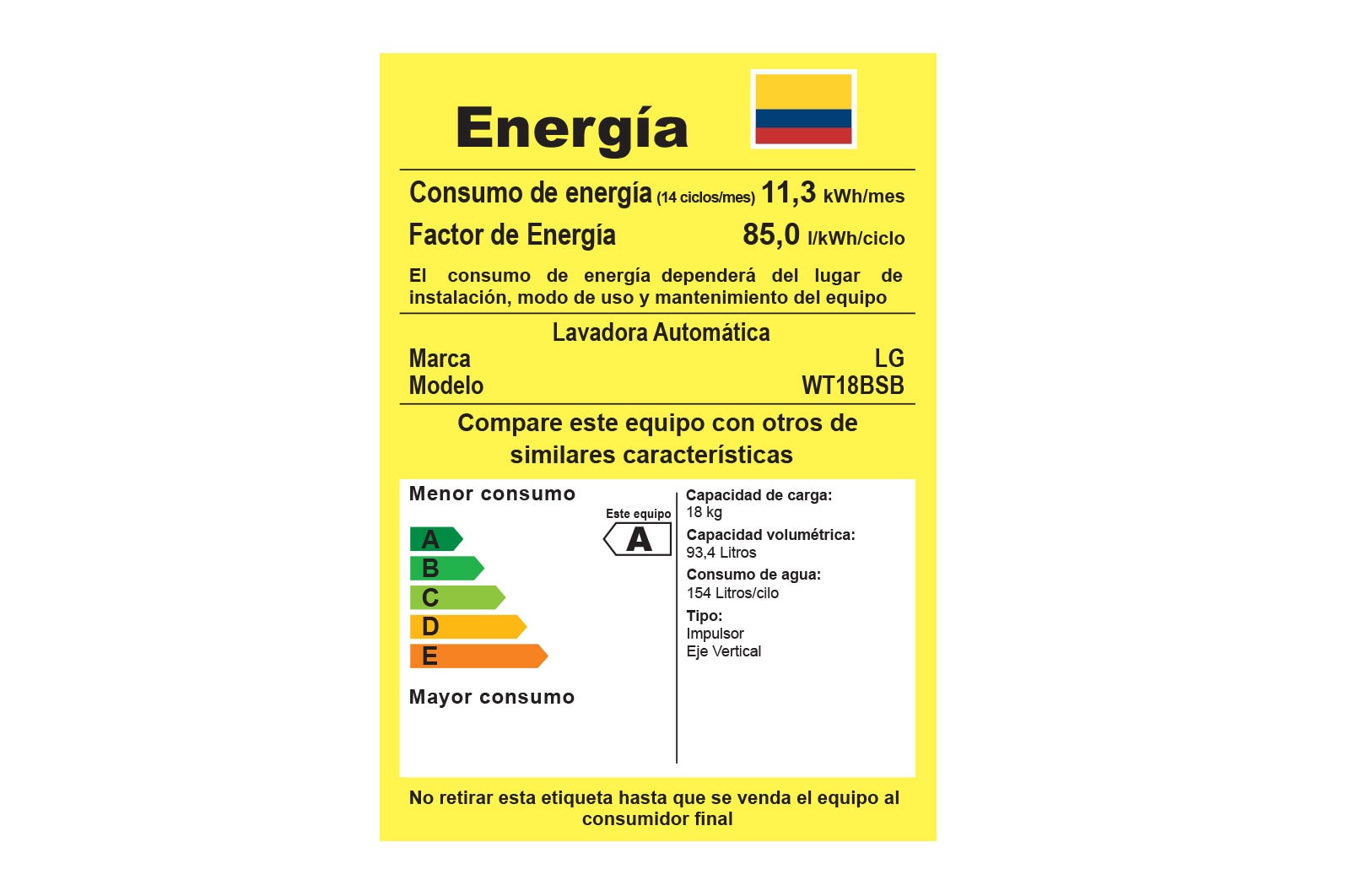 LG Lavadora LG Motor Smart Inverter, Smart Motion+Turbo Drum®, Pre-lavado+Normal, Carga Superior, 40lbs/18kg, color Negro, WT18BSB