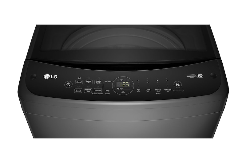 Lavadora LG WT18MV6, vista frontal del panel de control.