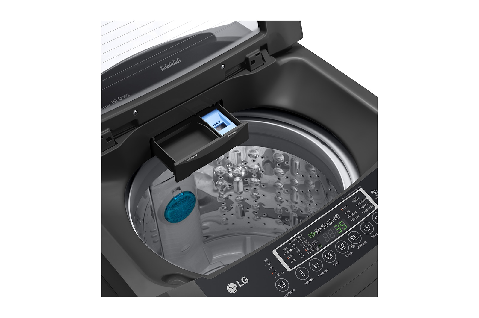 LG Lavadora carga superior 19kg /41lbs -Smart Motion -Negro claro-WT19BPB, WT19BPB