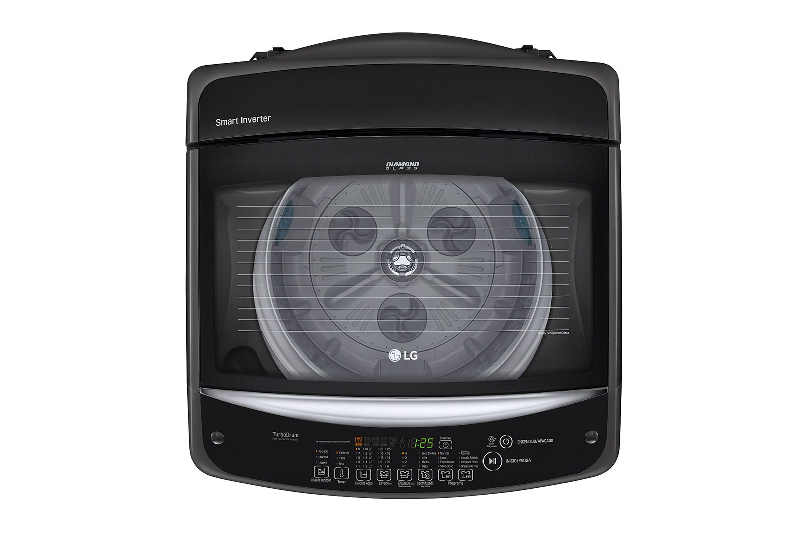 LG Lavadora LG Motor Smart Inverter, Smart Motion+Turbo Drum®, Pre-lavado+Normal, Carga Superior, 42lbs/19kg, color Negro, WT19BSB