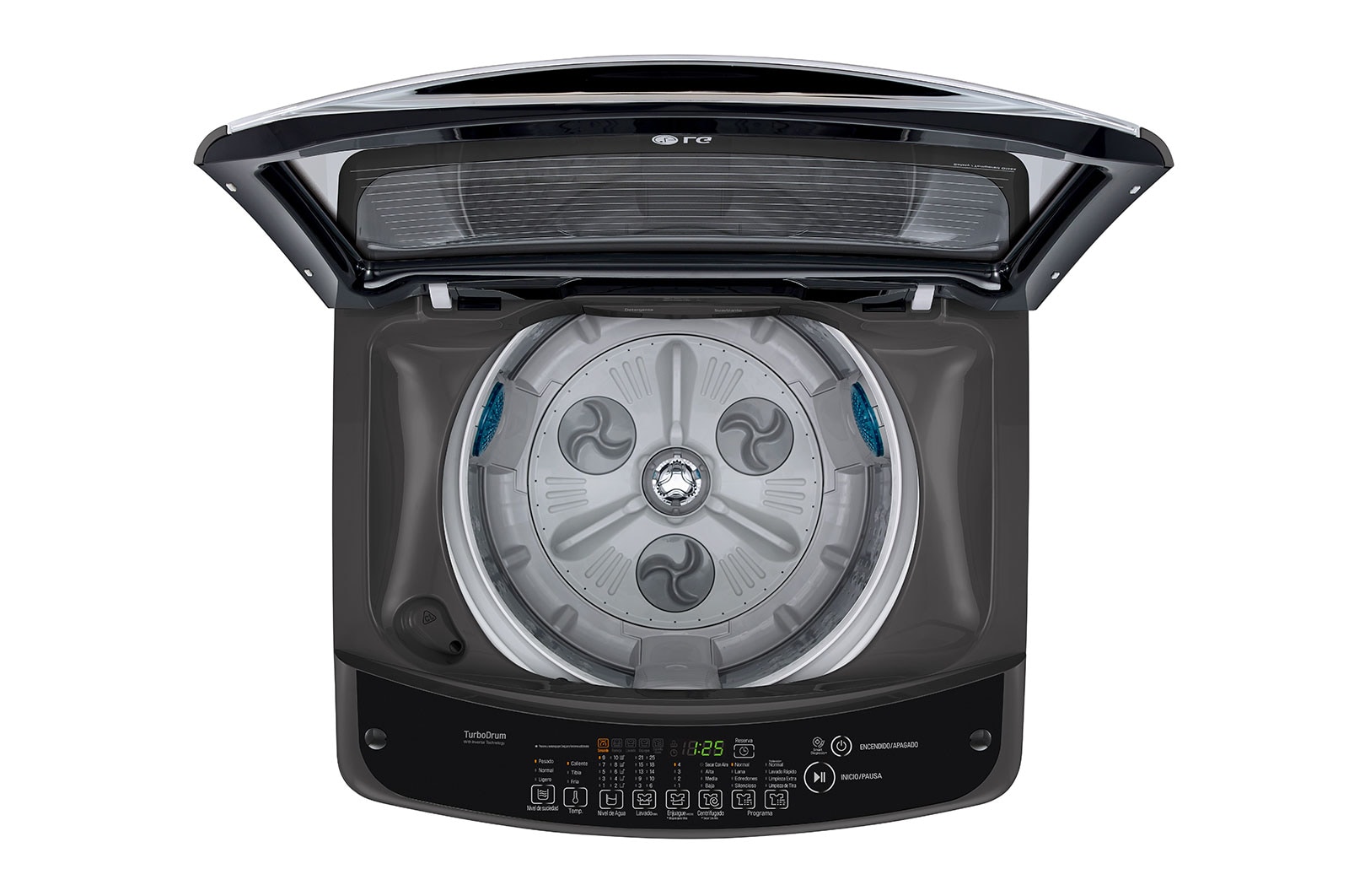 LG Lavadora LG Motor Smart Inverter, Smart Motion+Turbo Drum®, Pre-lavado+Normal, Carga Superior, 42lbs/19kg, color Negro, WT19BSB